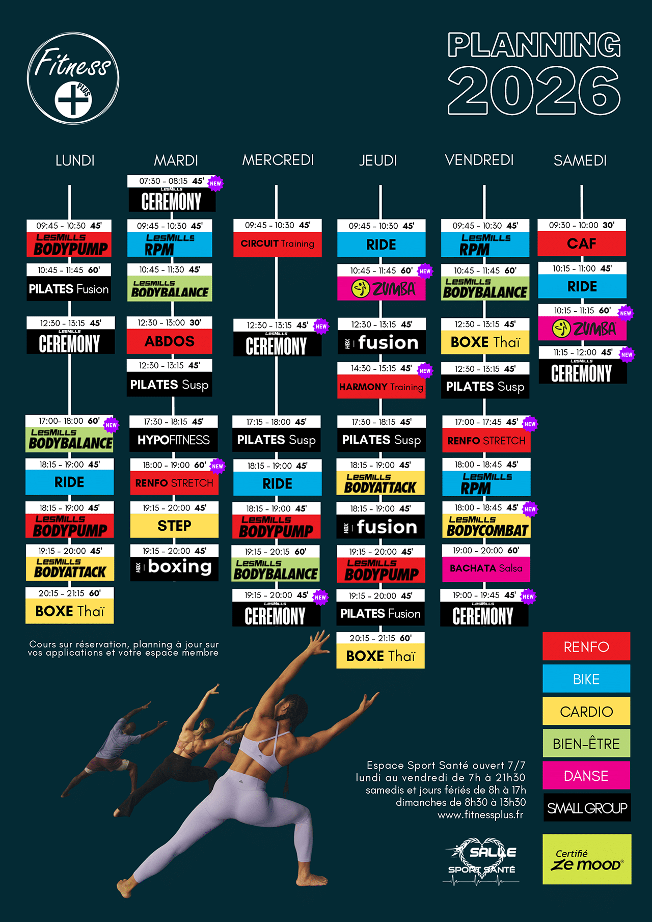 Planning des cours 2026